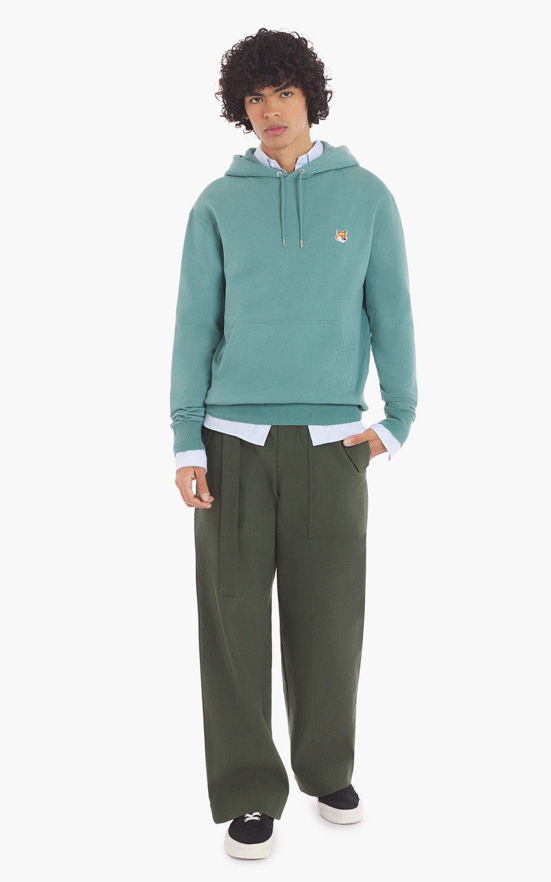Maison Kitsuné Fox Head Patch Regular Hoodie Teal Grey