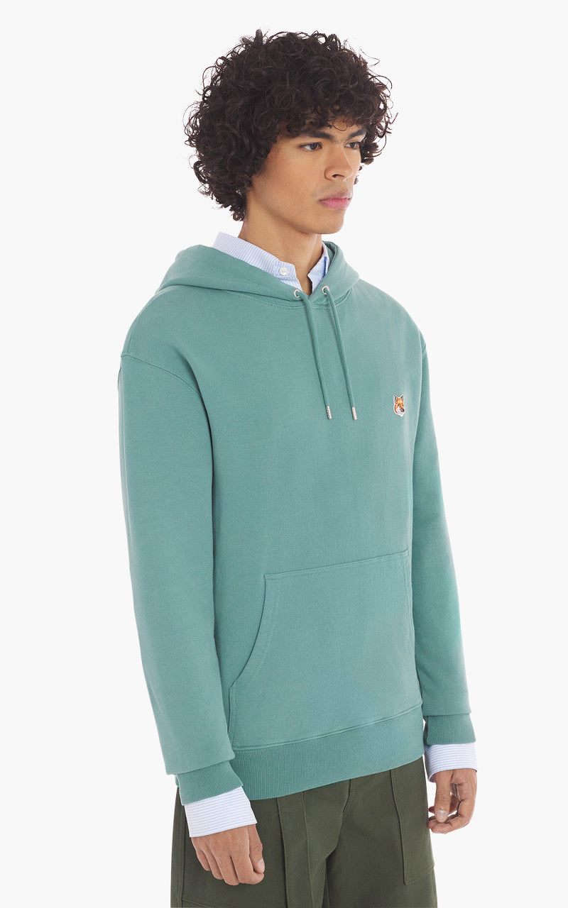 Maison Kitsuné Fox Head Patch Regular Hoodie Teal Grey