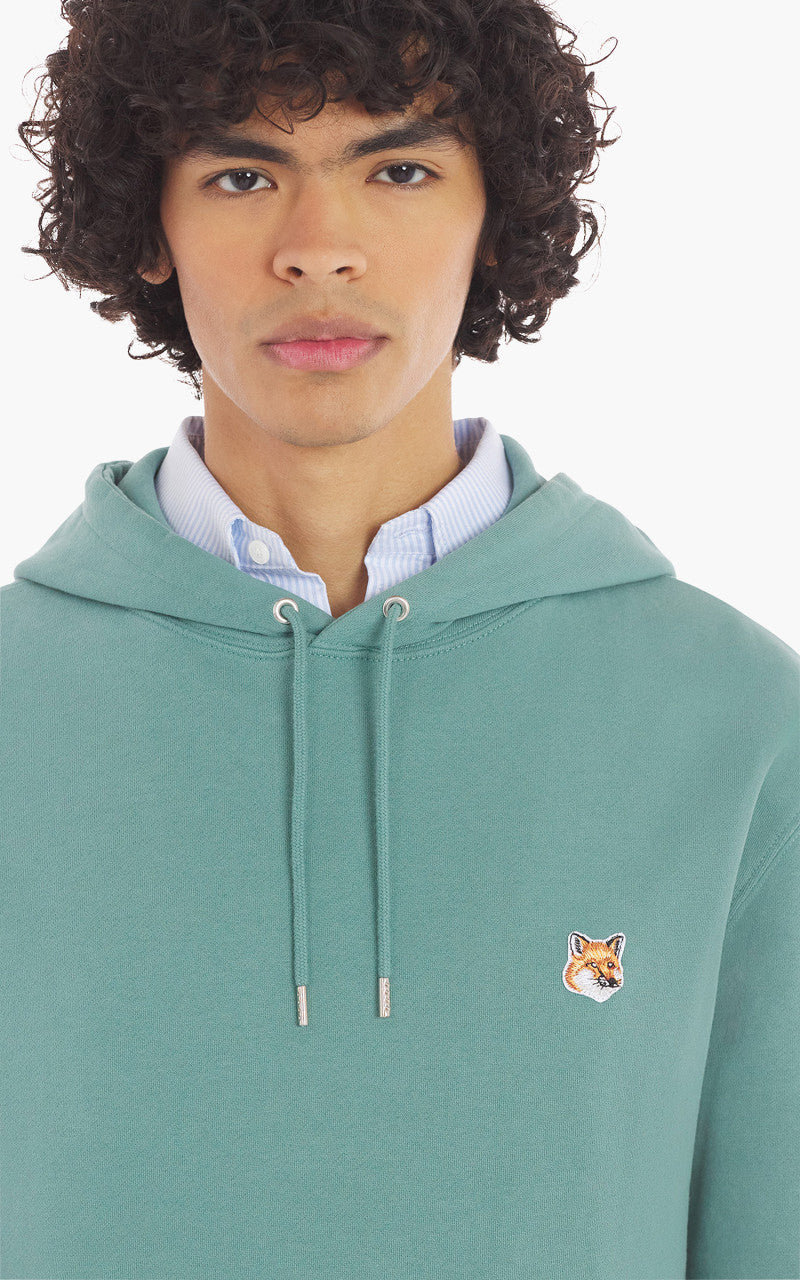 Maison Kitsuné Fox Head Patch Regular Hoodie Teal Grey
