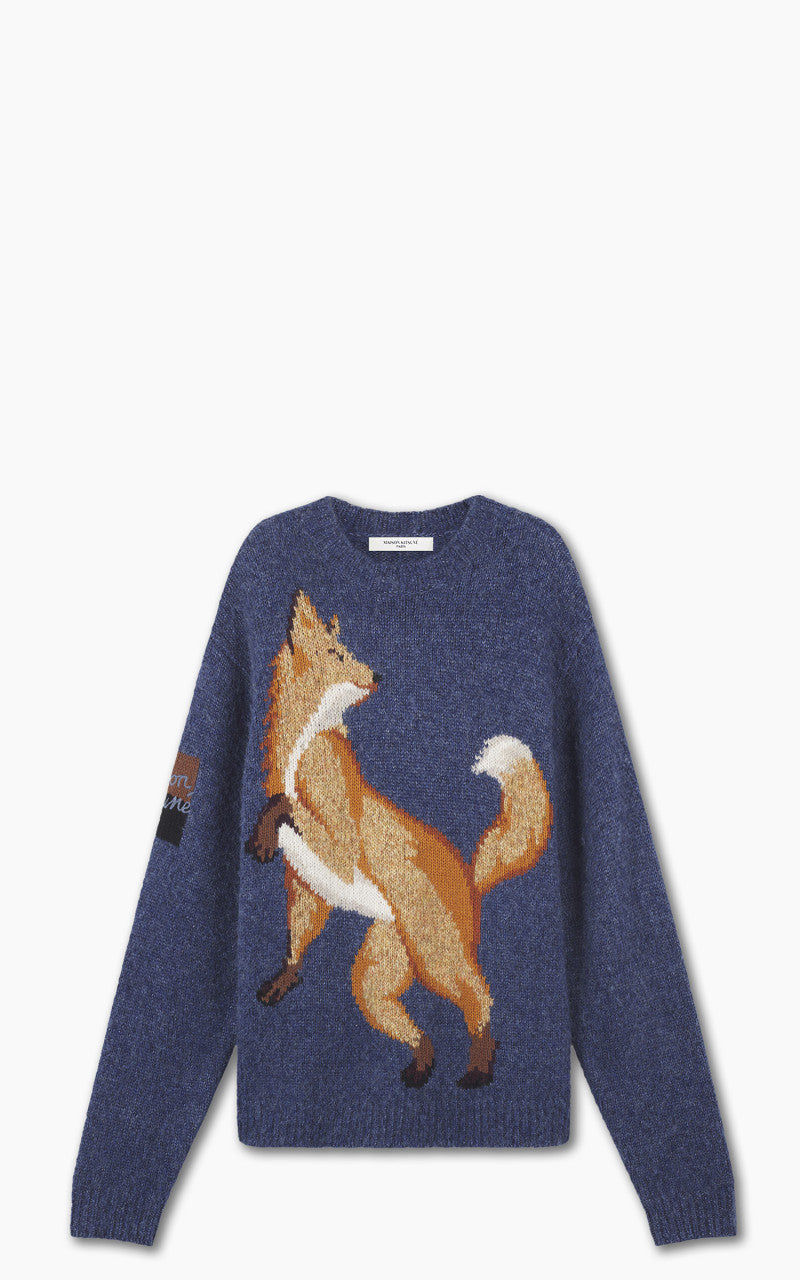 Maison Kitsuné Fox Intarsia Comfort Jumper Denim Blue Melange