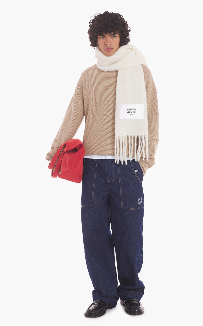 Maison Kitsuné Bold Fox Head Patch Comfort Ribbed Jumper Beige Melange