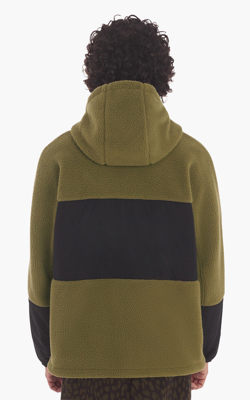 Maison Kitsuné College Patch Color-Block Polar Fleece Blouson Khaki