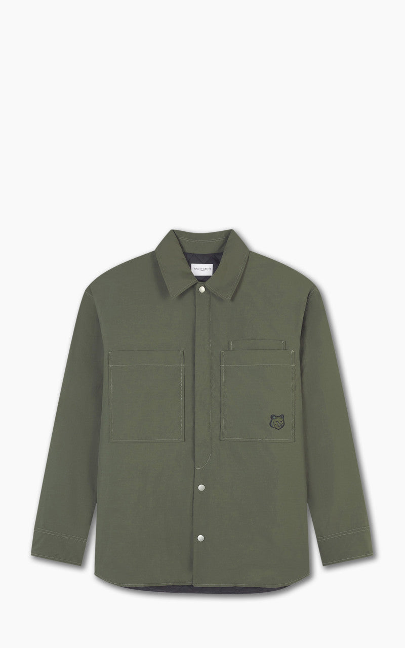 Maison Kitsuné Bold Fox Head Patch Padded Overshirt Crispy Nylon Military Green