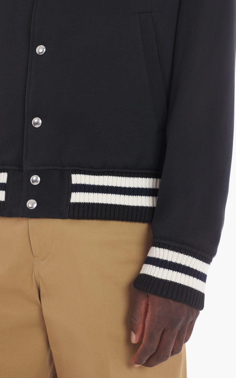 Maison Kitsuné Grey Fox Head Patch Teddy Blouson Cotton Satin