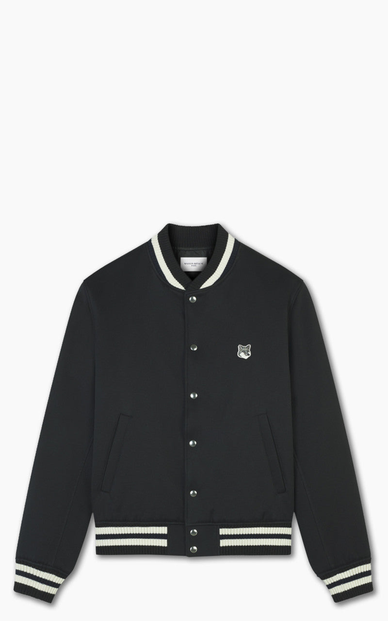 Maison Kitsuné Grey Fox Head Patch Teddy Blouson Cotton Satin