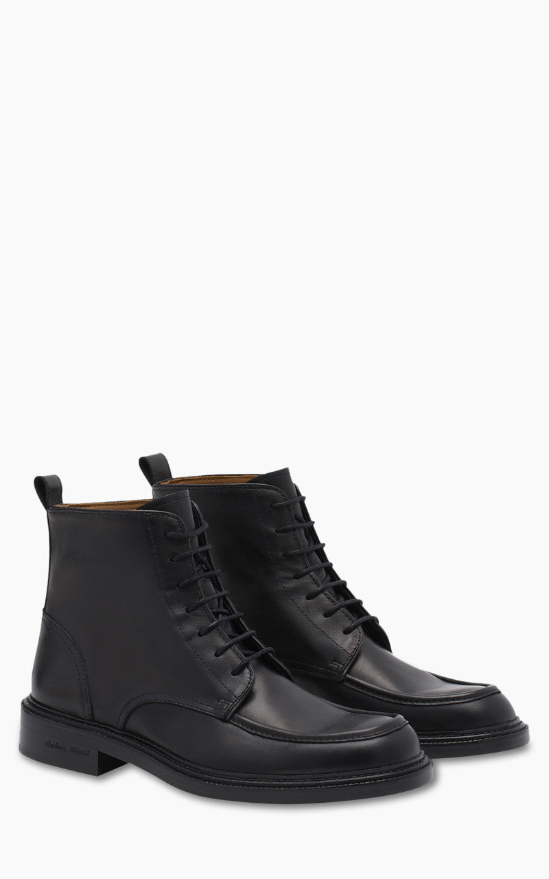 Maison Kitsuné Leather Lace-Up Boots Black