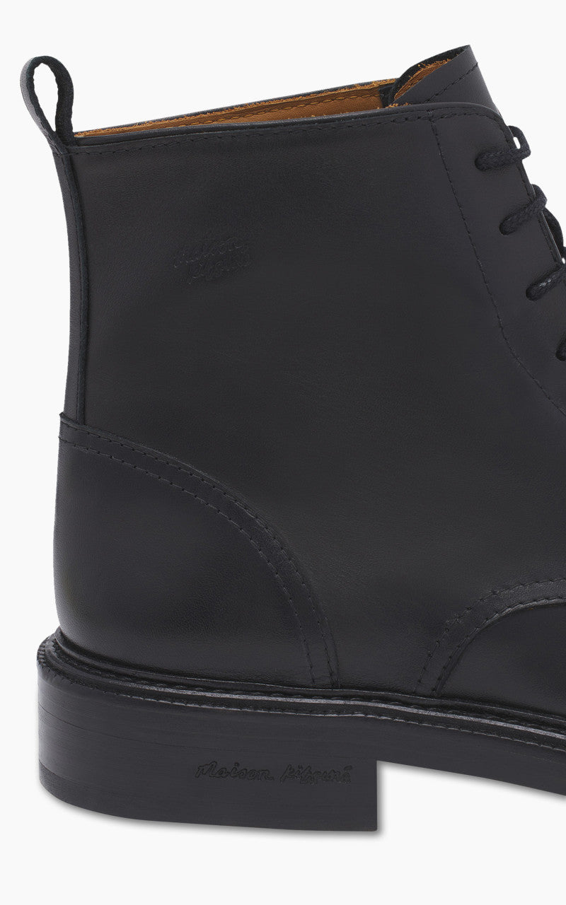 Maison Kitsuné Leather Lace-Up Boots Black