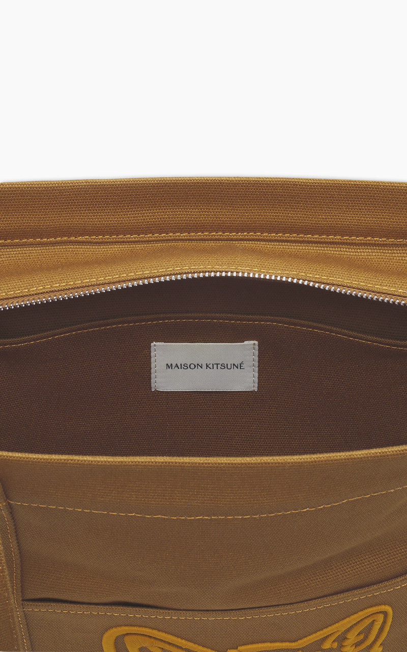 Maison Kitsuné Bold Fox Head Large Tote Bag Golden Brown