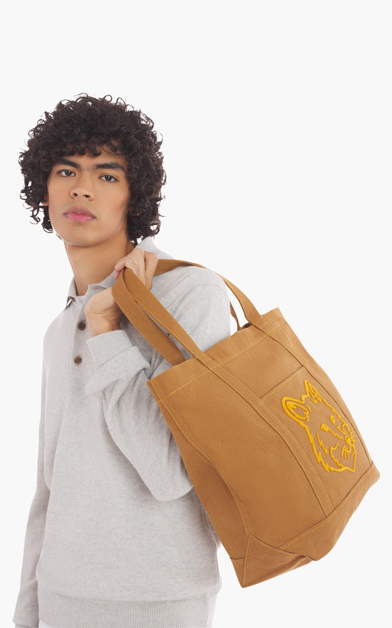 Maison Kitsuné Bold Fox Head Large Tote Bag Golden Brown