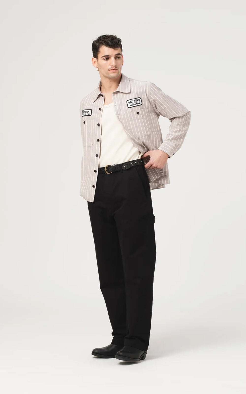 Eat Dust Pit Crew Shirt Scandic Oxford Brown/Off White