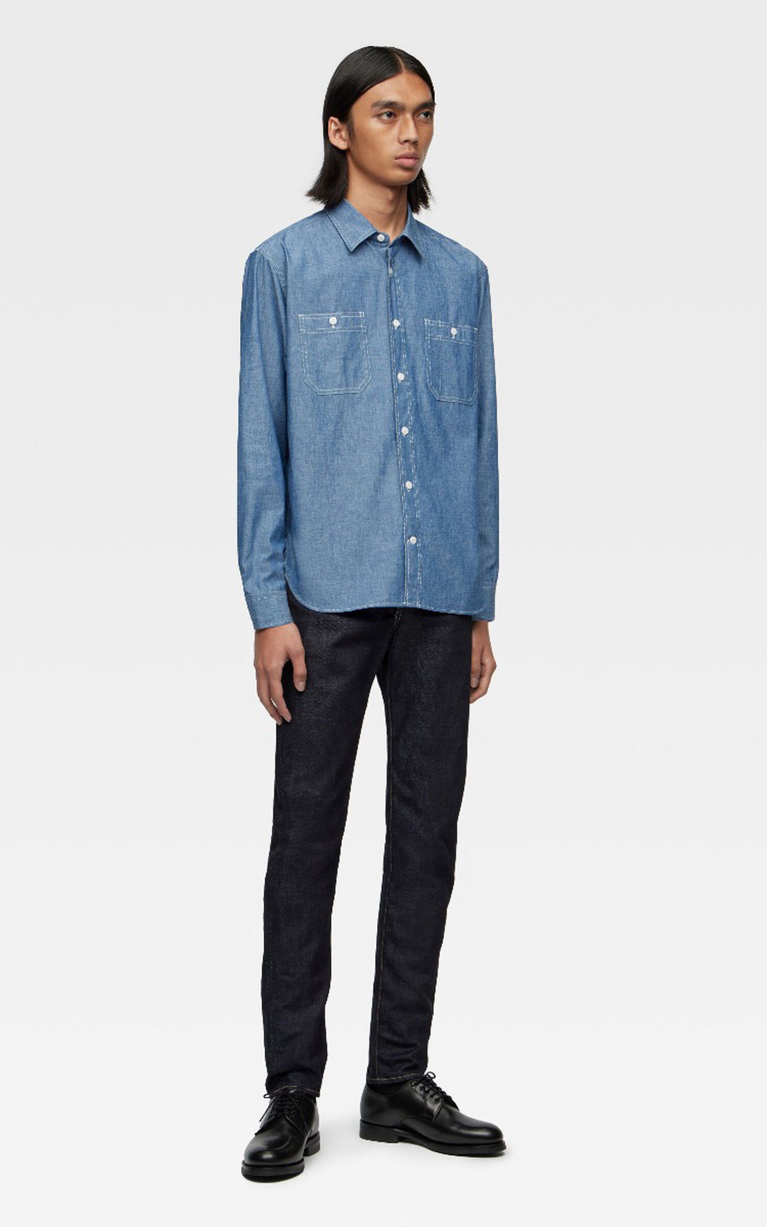 MOMOTARO JEANS MMLS1001 Triple Stitch L/S Chambray Shirt Indigo
