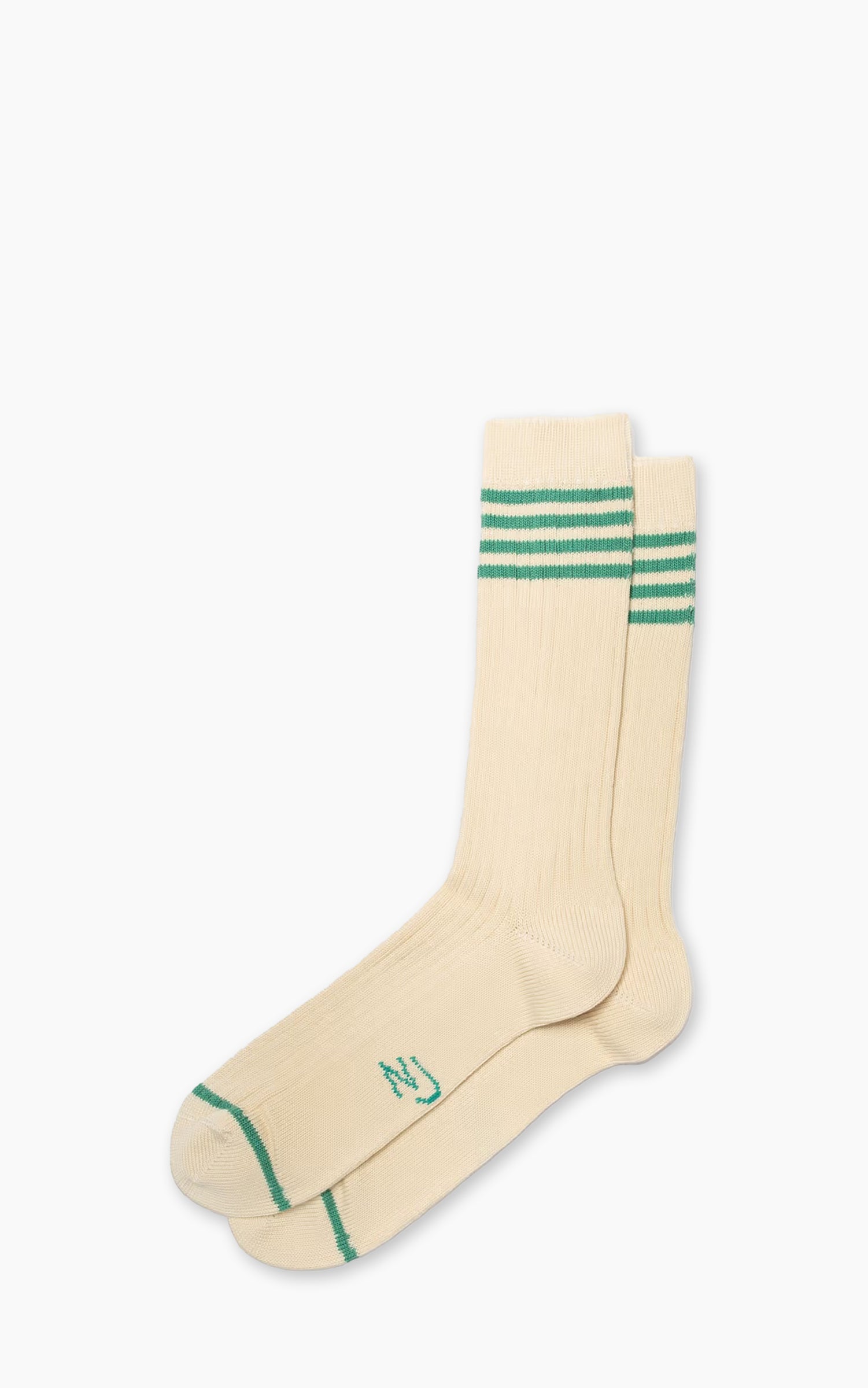 Nudie Jeans Men Tennis Socks Stripe Offwhite/Turquoise