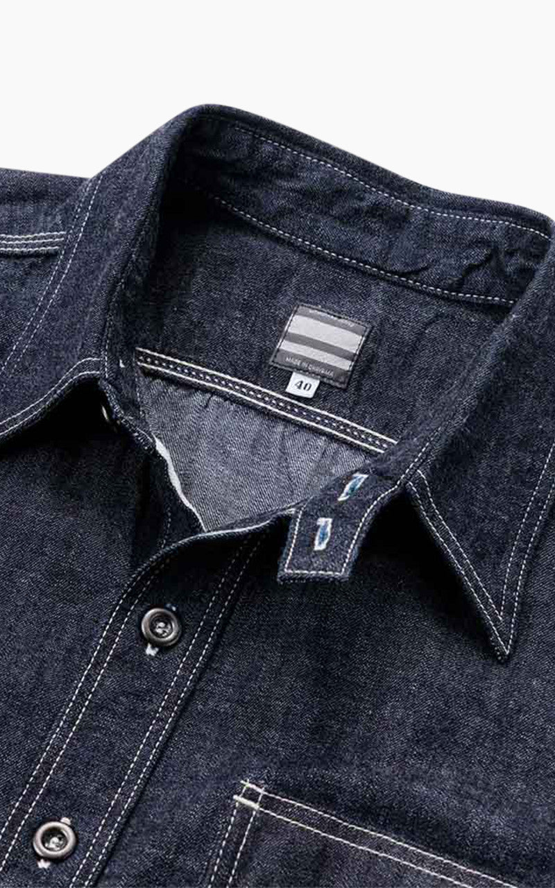 Momotaro Jeans MSS0010M31 GTB Selvedge Denim Jail Pocket Shirt Indigo 8oz