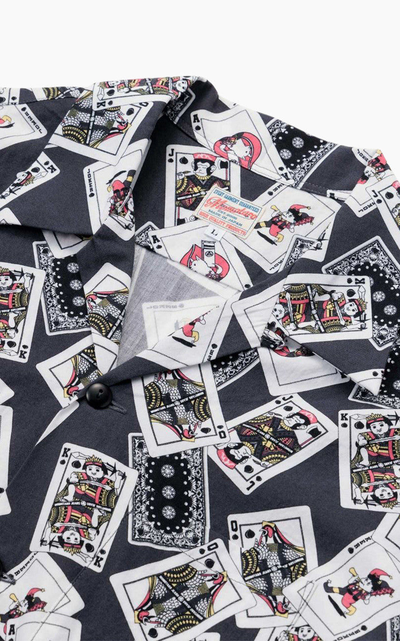 Momotaro Jeans MSS1010M31 Original Cards Design Hawaiian Shirt Black