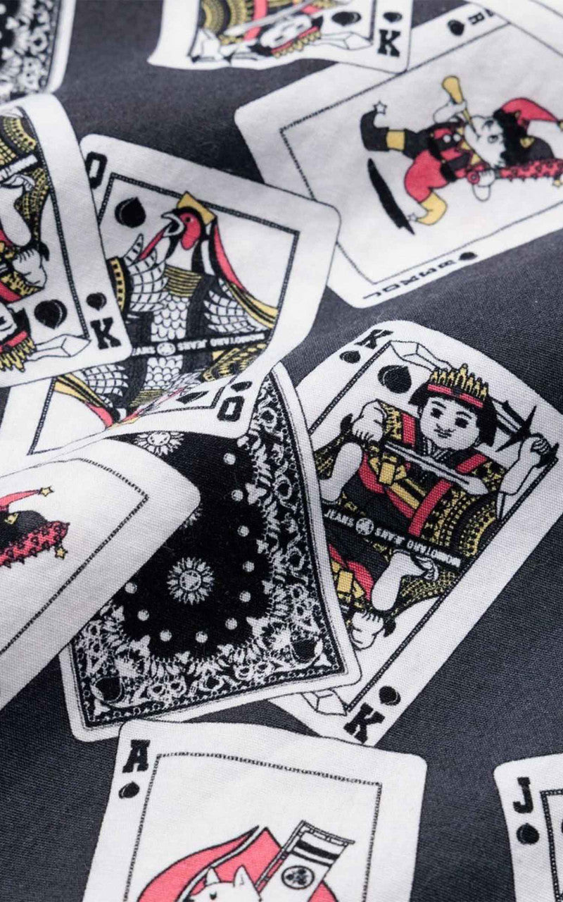 Momotaro Jeans MSS1010M31 Original Cards Design Hawaiian Shirt Black