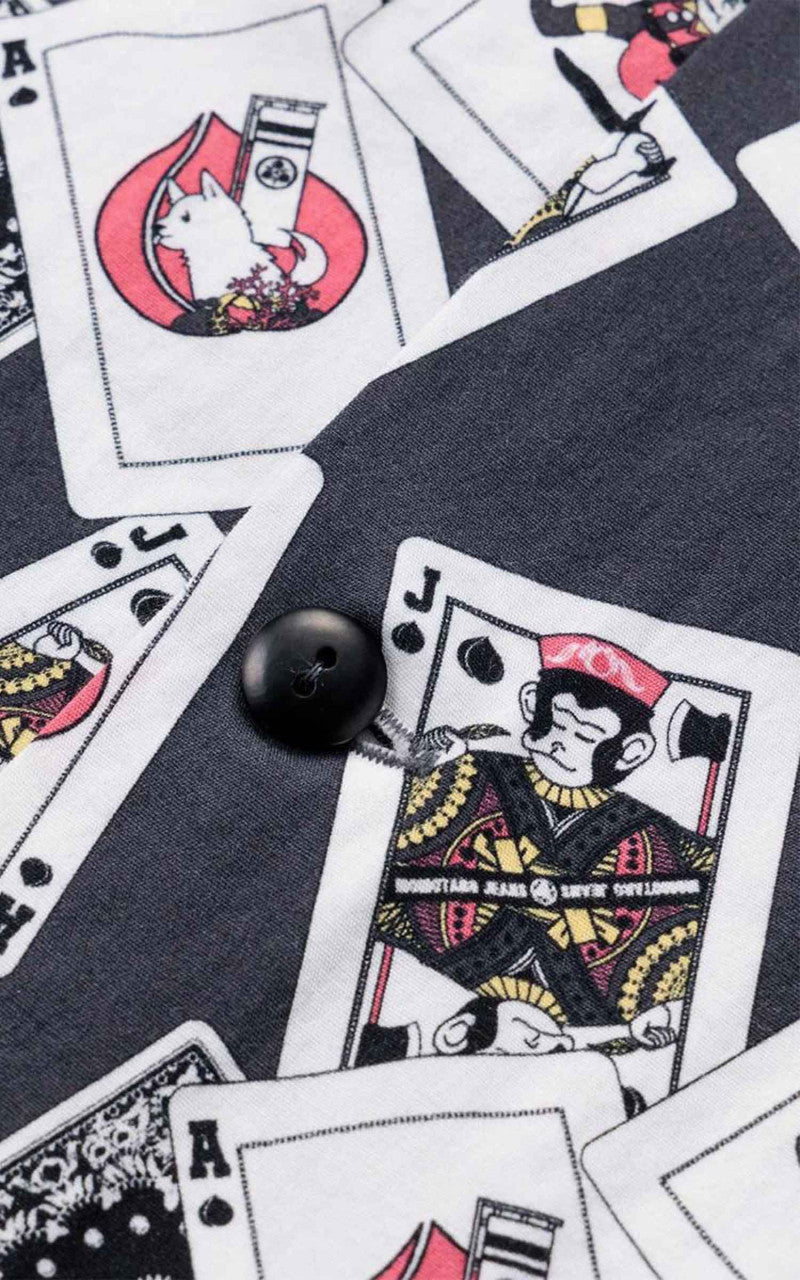 Momotaro Jeans MSS1010M31 Original Cards Design Hawaiian Shirt Black