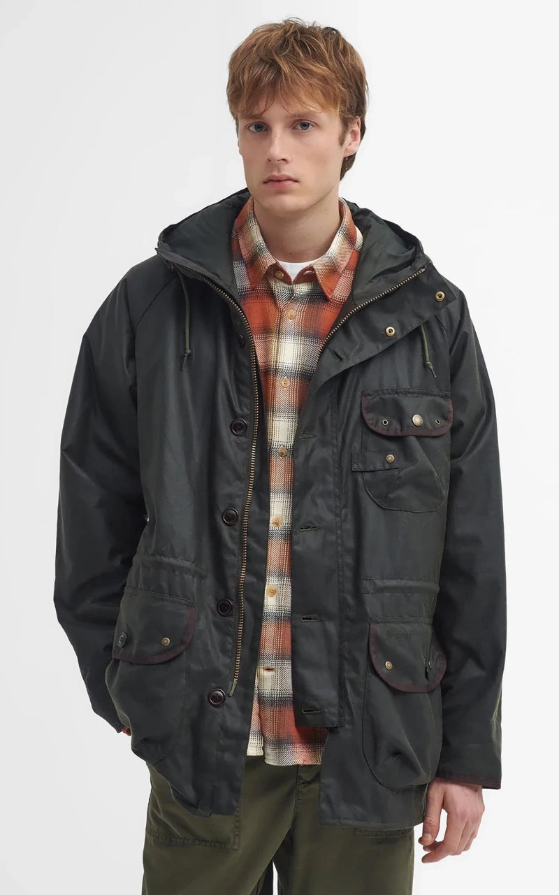 Barbour Field Waxed Parka Fern