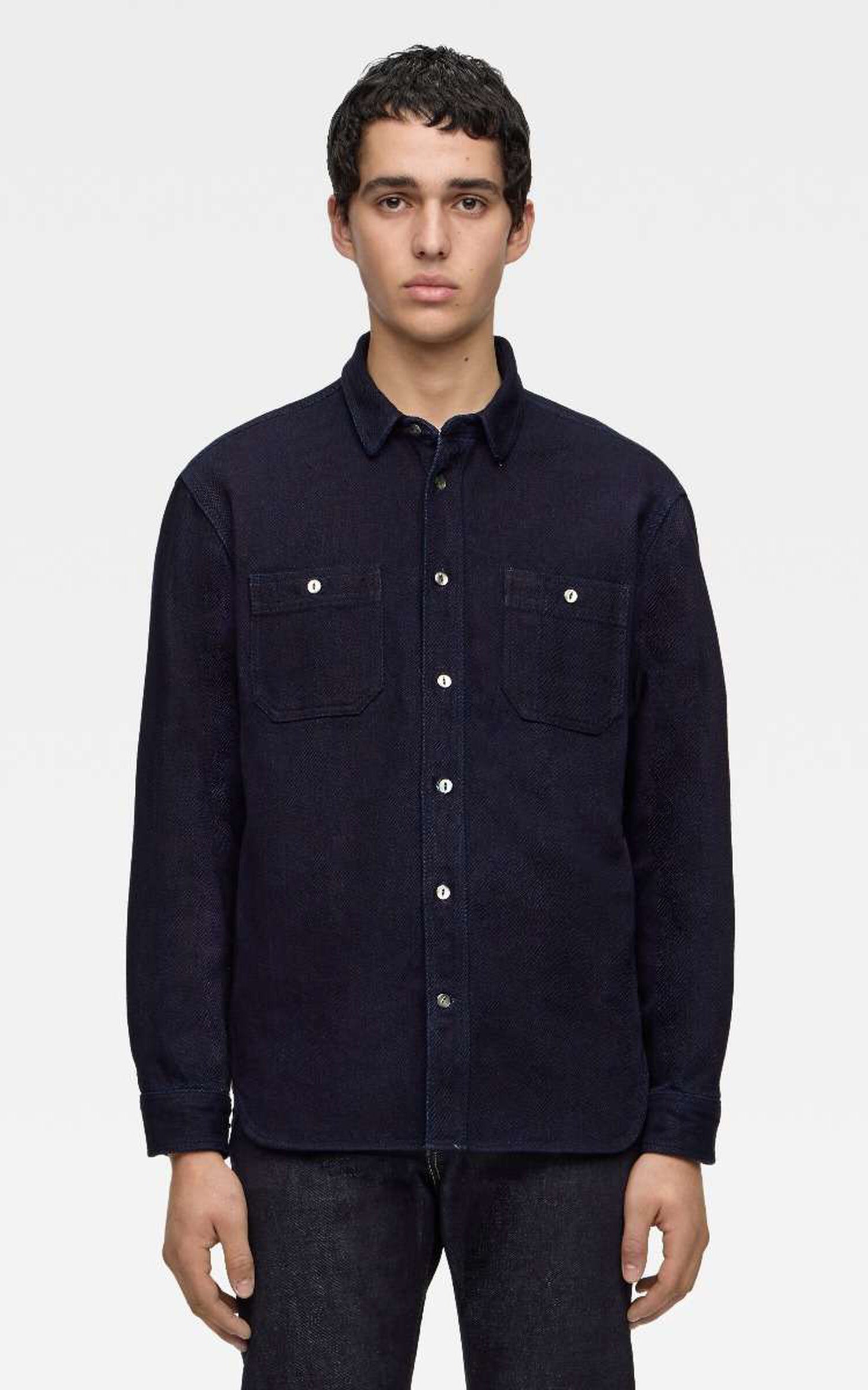 Momotaro Jeans MXLS1036 Triple Stitch L/S Dobby Shirt Indigo