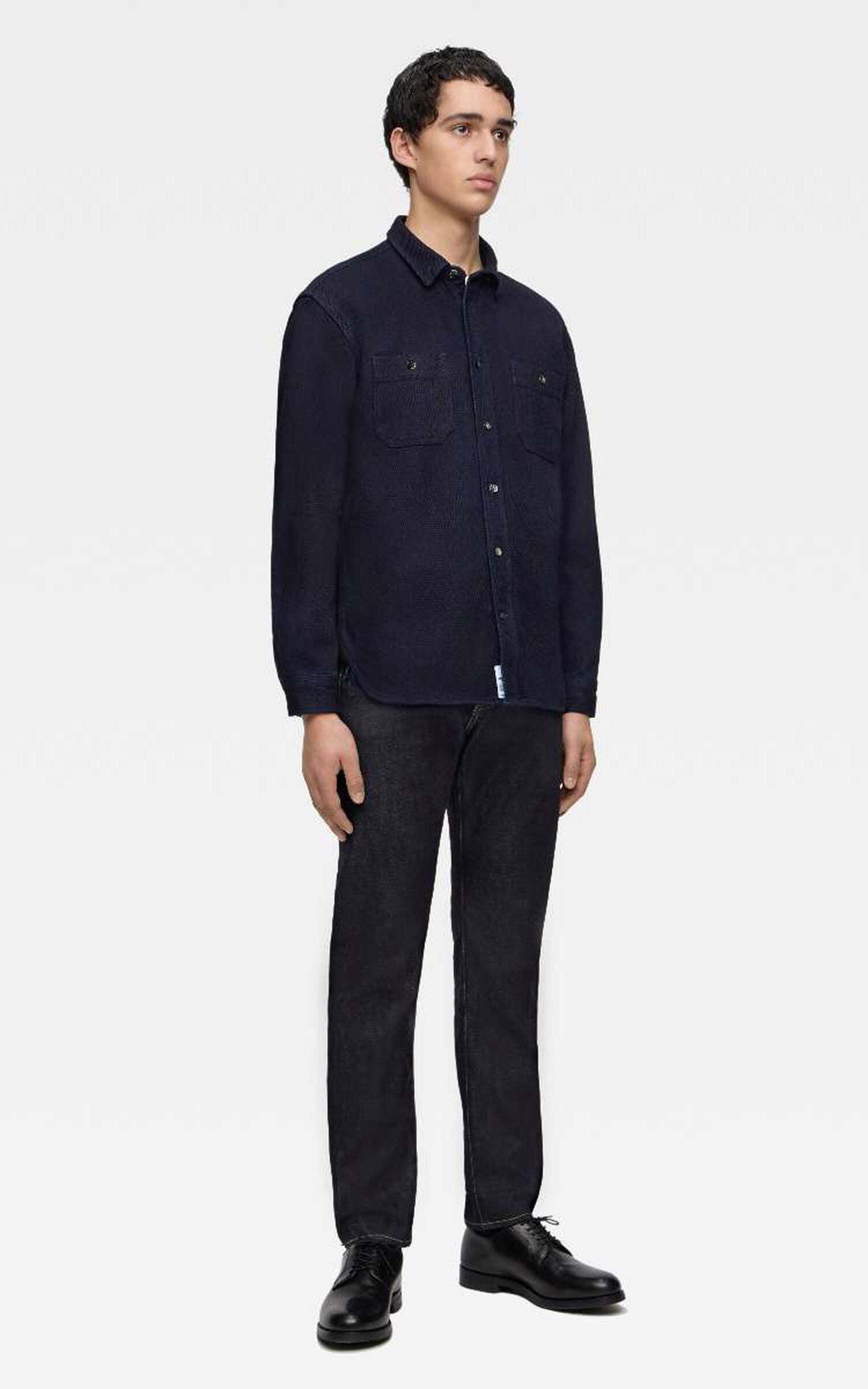 MOMOTARO JEANS MXLS1036 Triple Stitch L/S Dobby Shirt Indigo