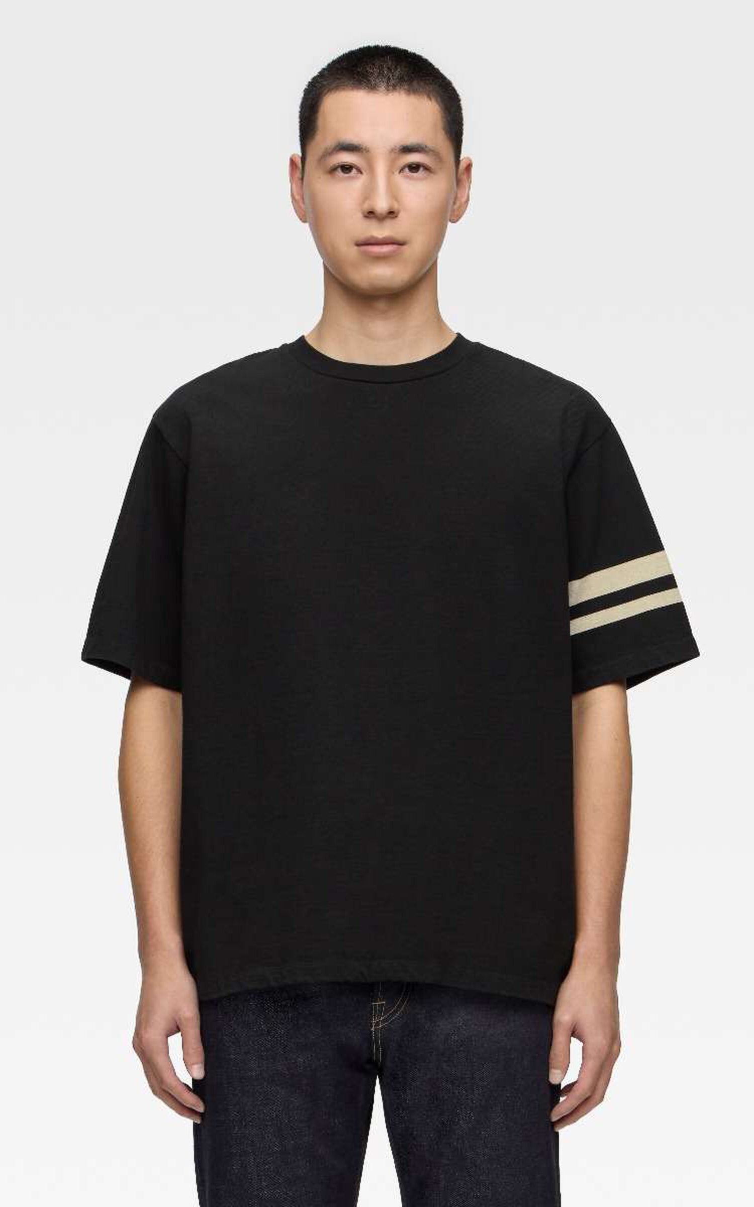 MOMOTARO JEANS MXTS6004 Discharge Print Heavy Ounce S/S T-Shirt Black 8.5oz