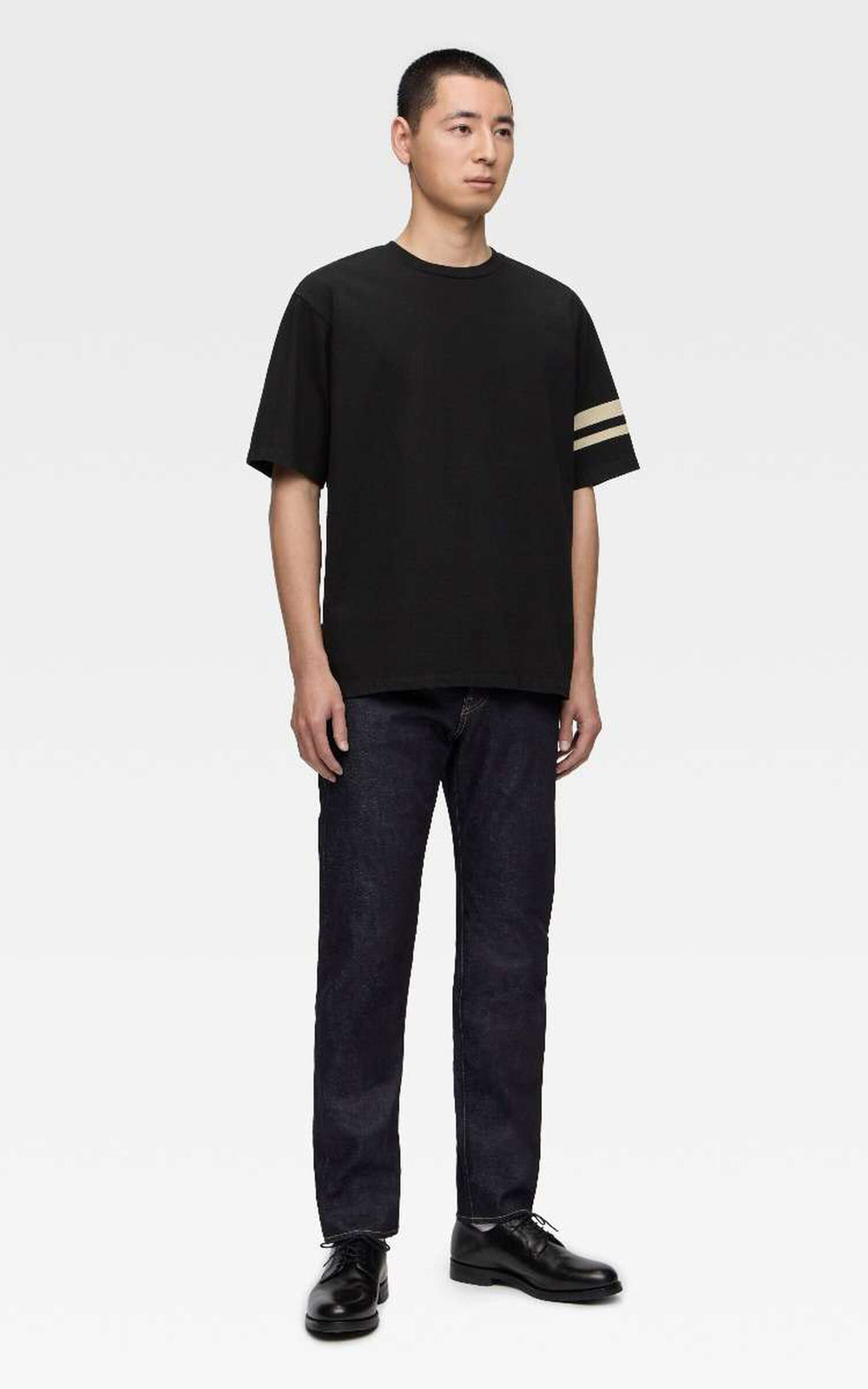 MOMOTARO JEANS MXTS6004 Discharge Print Heavy Ounce S/S T-Shirt Black 8.5oz