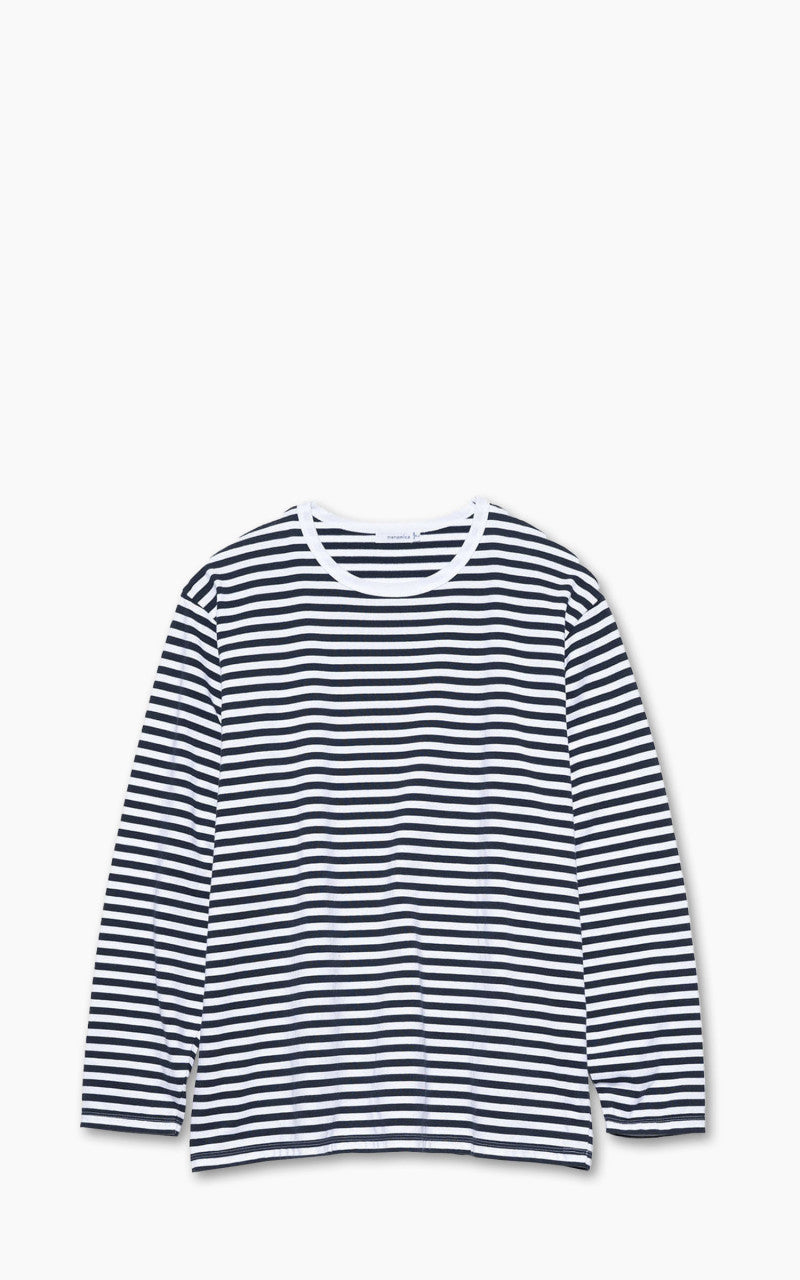 Nanamica COOLMAX Stripe Jersey L/S Tee Navy/White