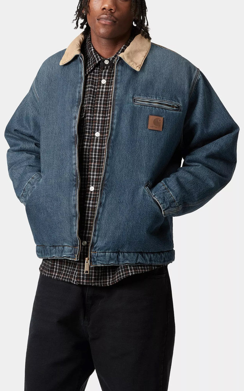 Carhartt WIP OG Detroit Jacket Smith Denim Worn Used Washed Blue/Dusty H Brown