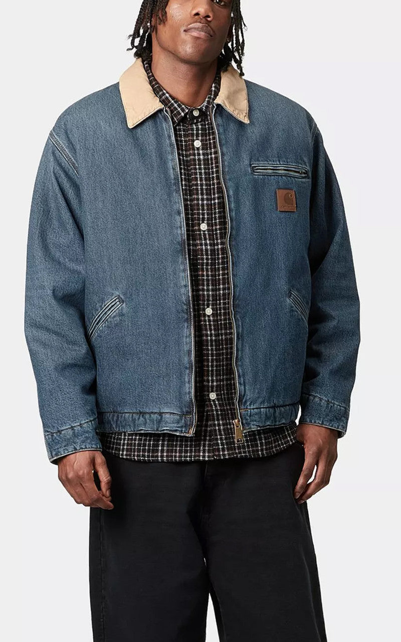 Carhartt WIP OG Detroit Jacket Smith Denim Worn Used Washed Blue/Dusty H Brown