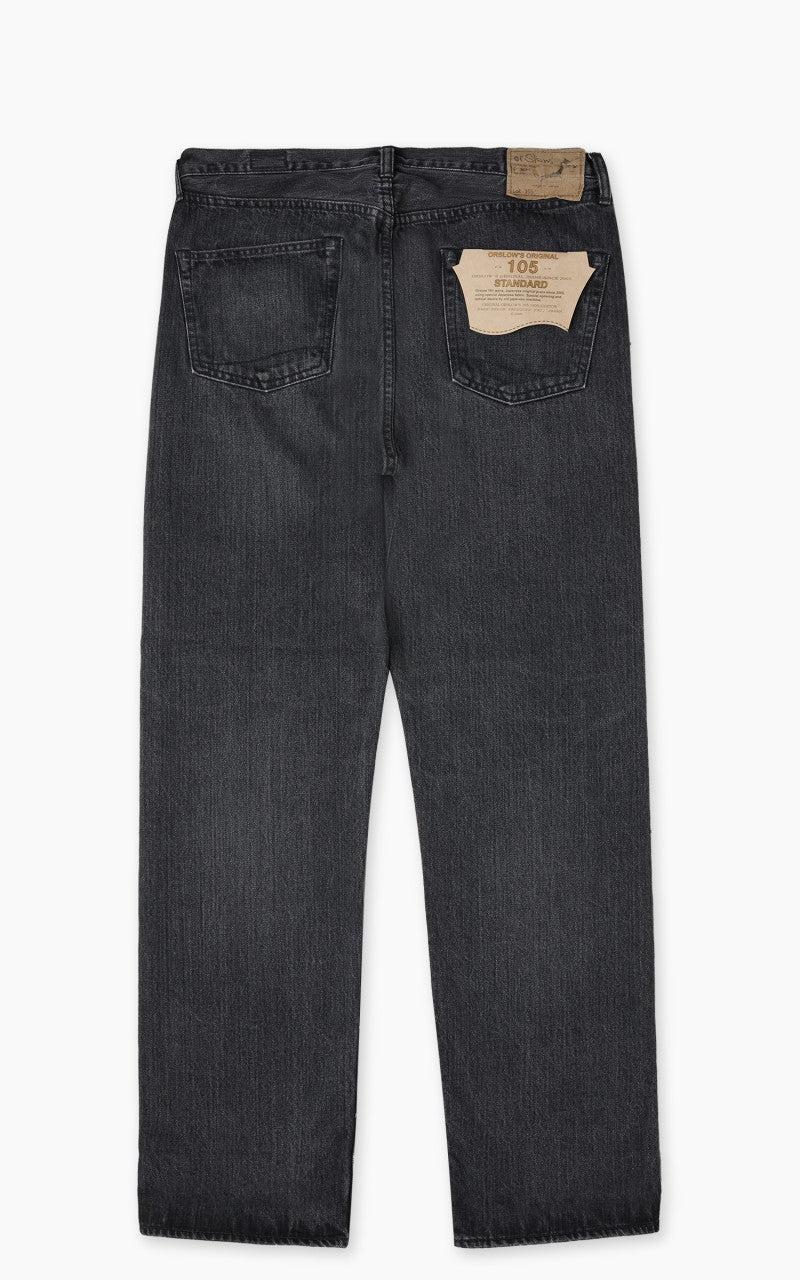 OrSlow Standard Fit Jeans 105 Black Denim Selvedge Stonewashed