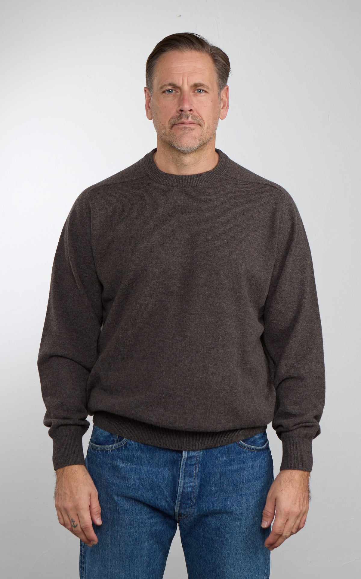 OrSlow Simple Crewneck Wool Sweater Brown