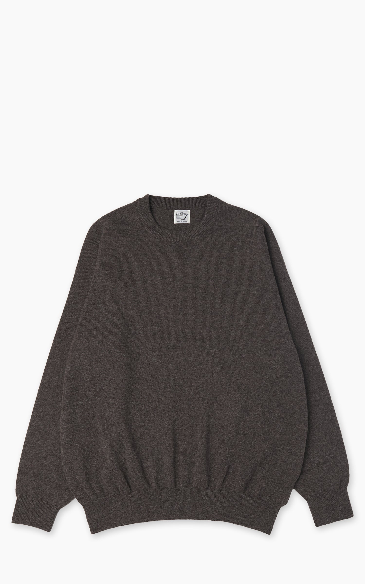 OrSlow Simple Crewneck Wool Sweater Brown