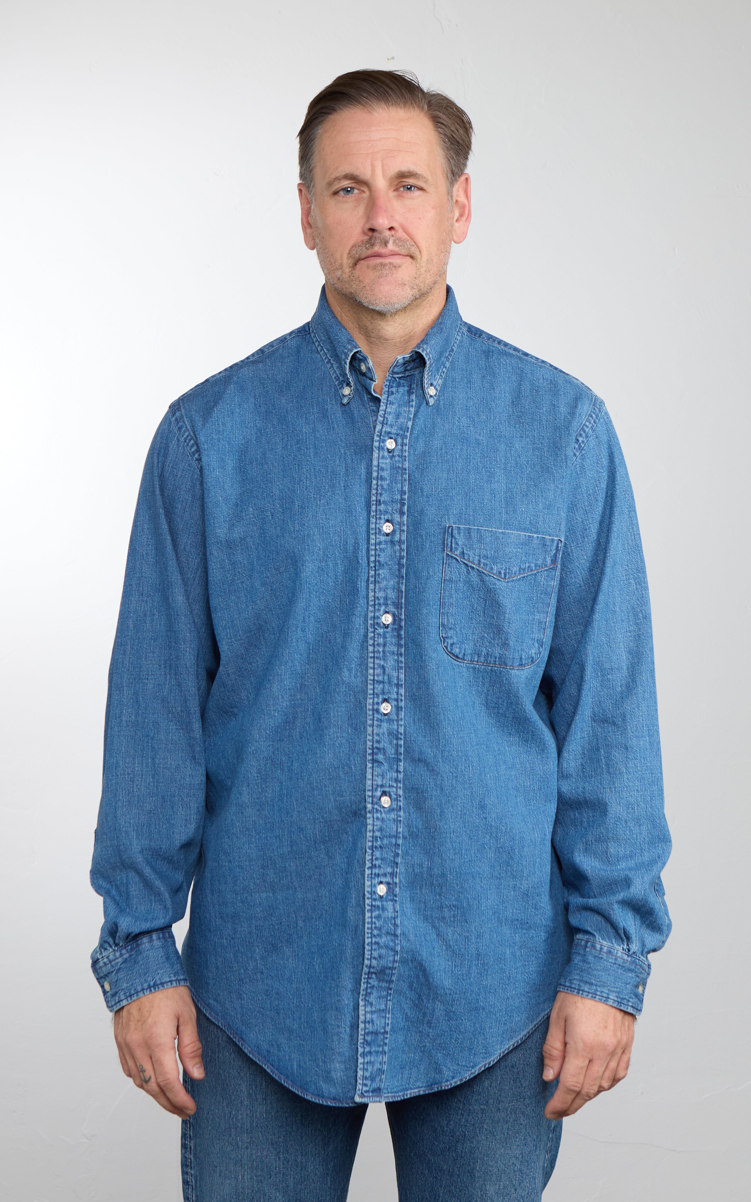 Orslow Standard Button Down Shirt Denim Used