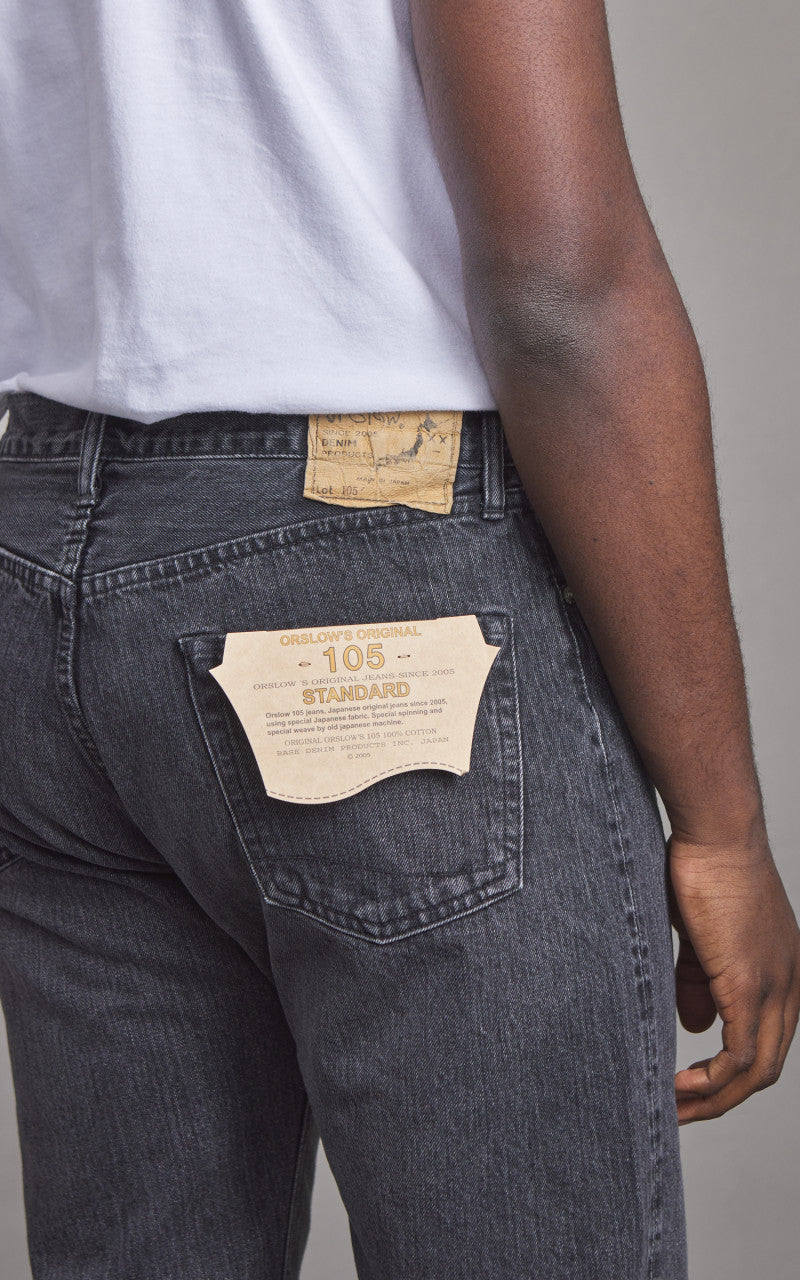 OrSlow Standard Fit Jeans 105 Black Denim Selvedge Stonewashed