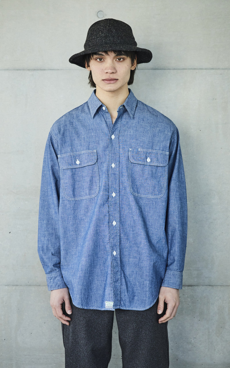 OrSlow Chambray Work Shirt Indigo Blue