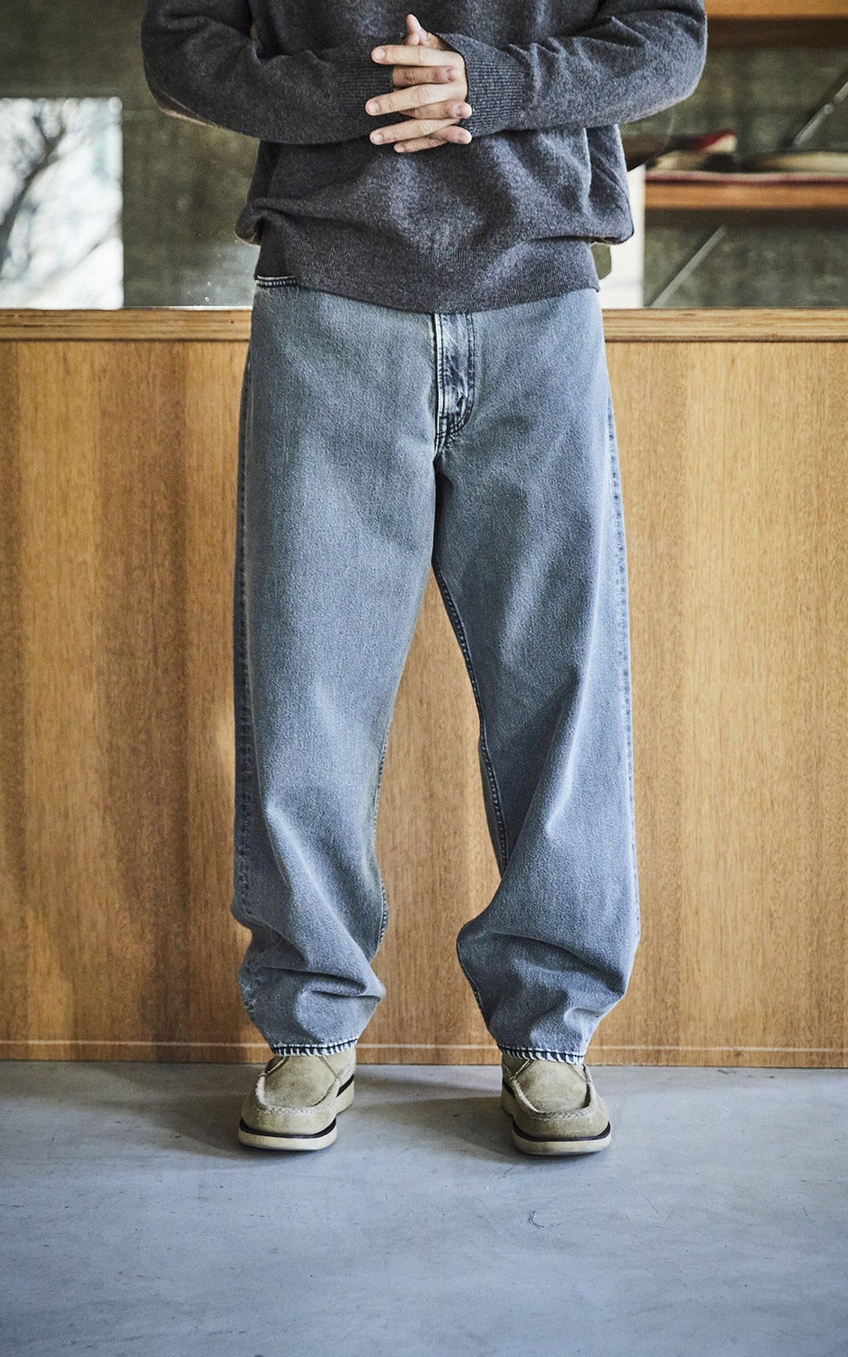 OrSlow 100 Super Dad's Fit Denim Pants Bleached Black