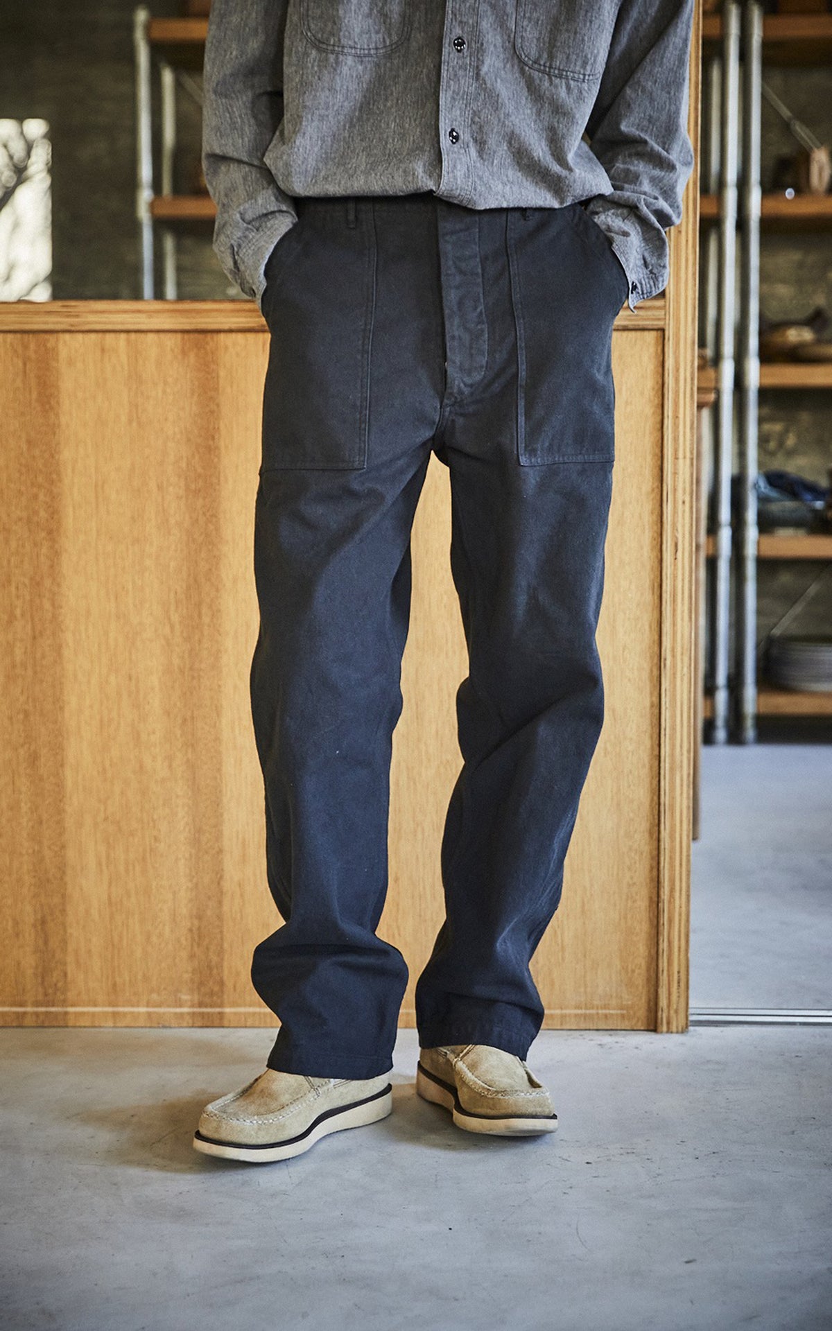 OrSlow US Army Fatigue Pants Regular Brushed Serge Black