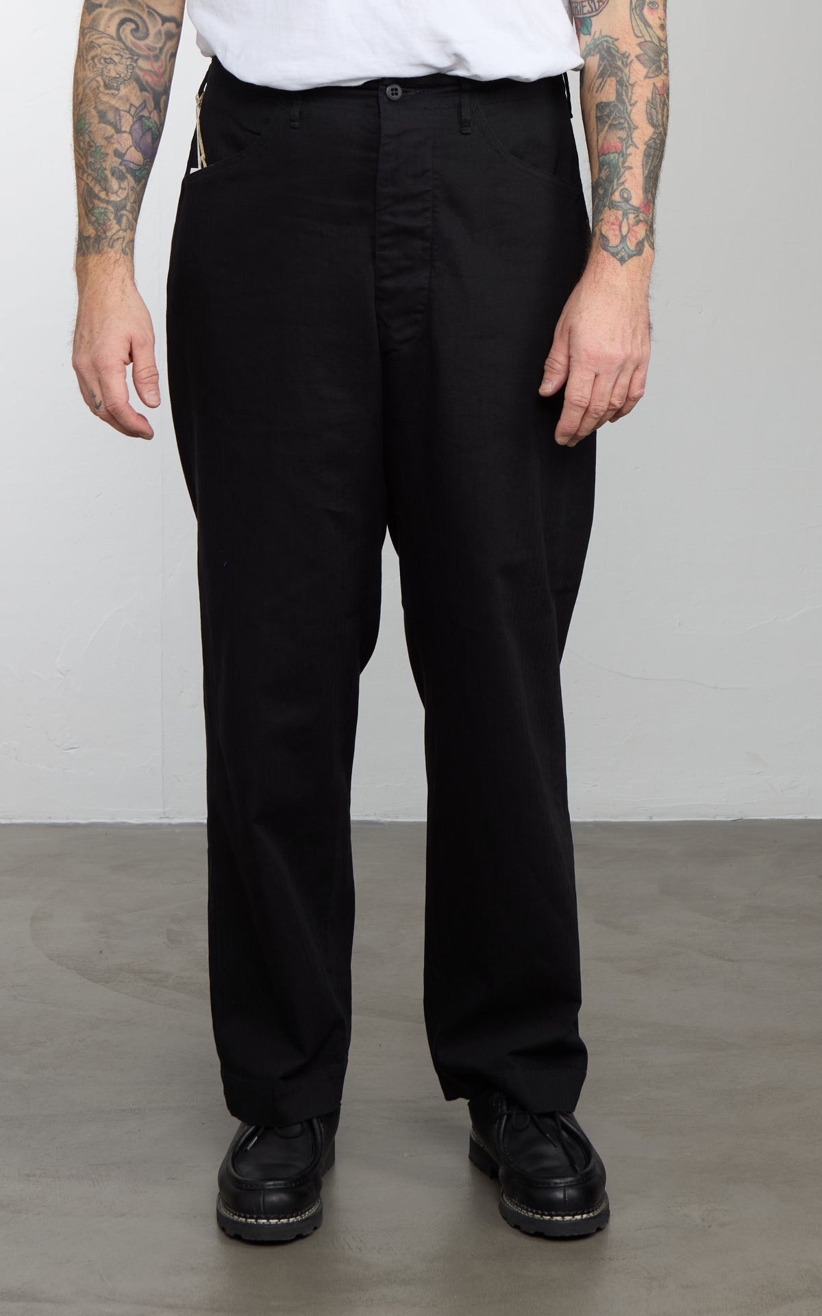 OrSlow U.S. Navy Wide-Fit Utility Herringbone Pants Black