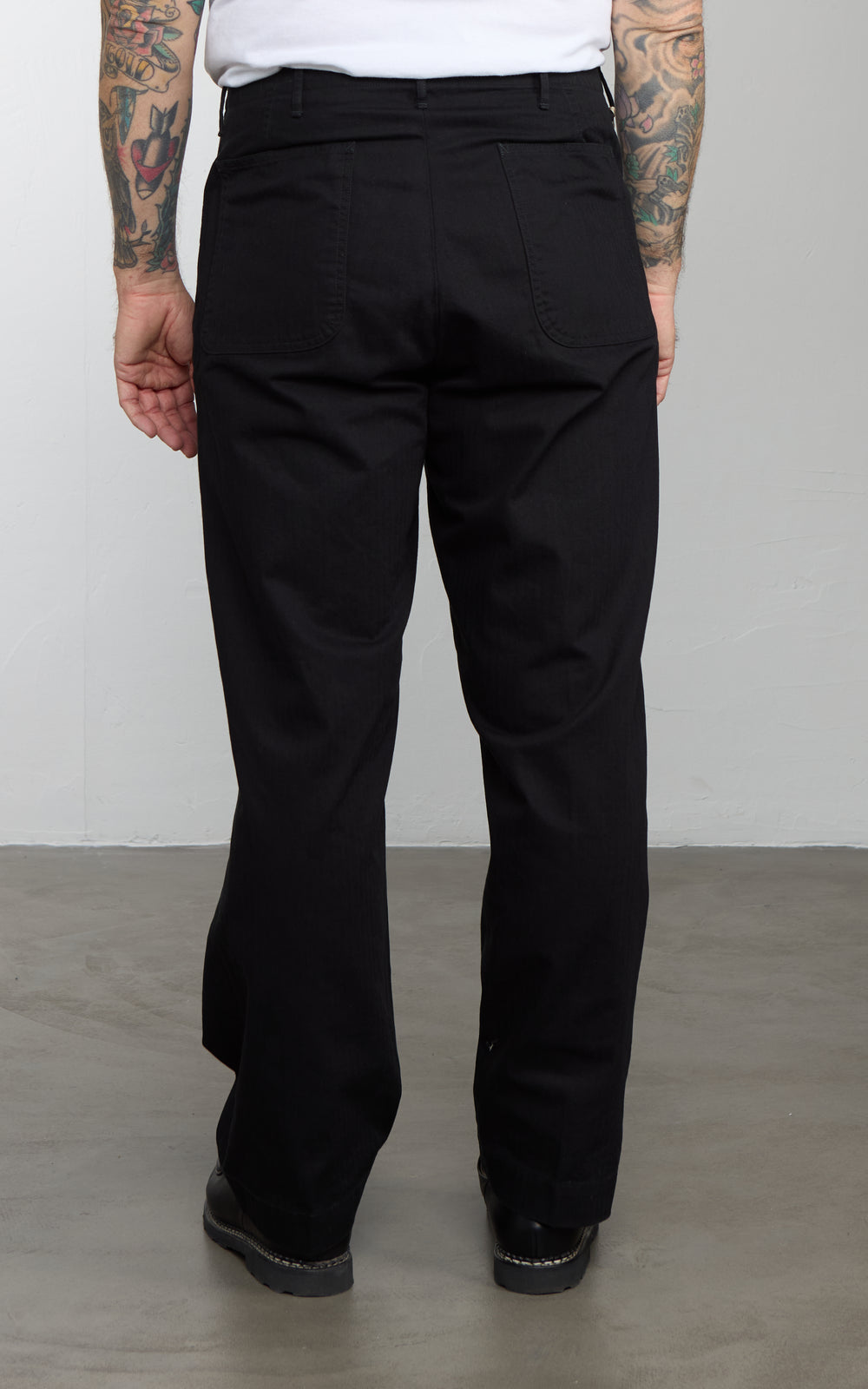OrSlow U.S. Navy Wide-Fit Utility Herringbone Pants Black