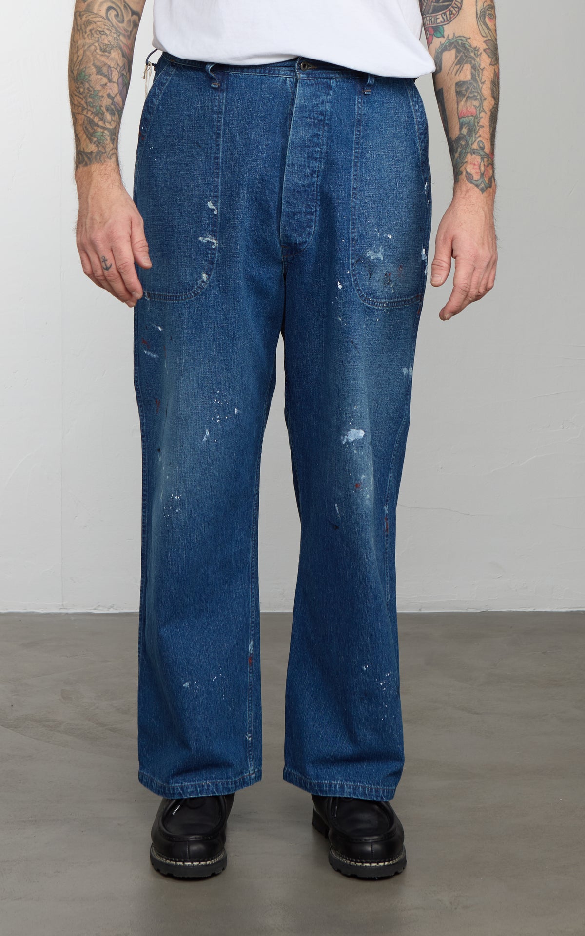 OrSlow U.S. Navy Wide-Fit Utility Denim Pants Painted Indigo