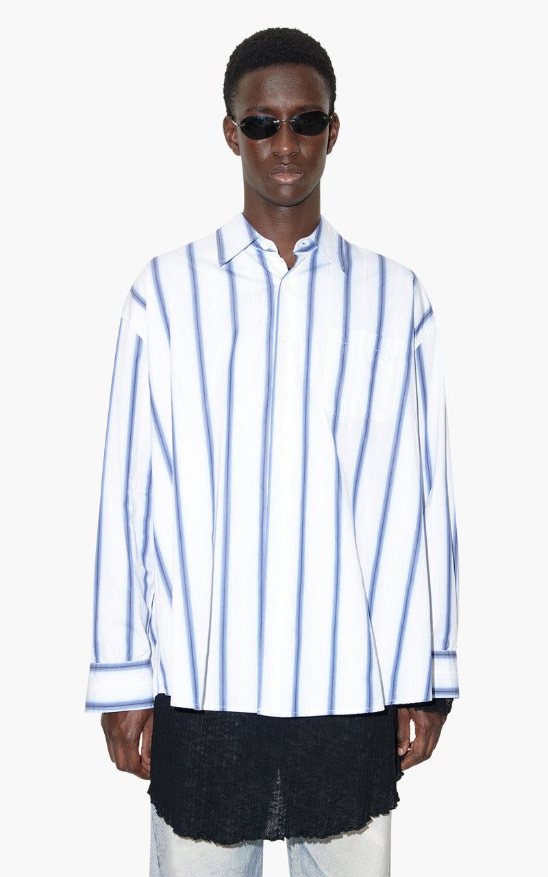 Our Legacy Borrowed Shirt Blue Crypto Stripe