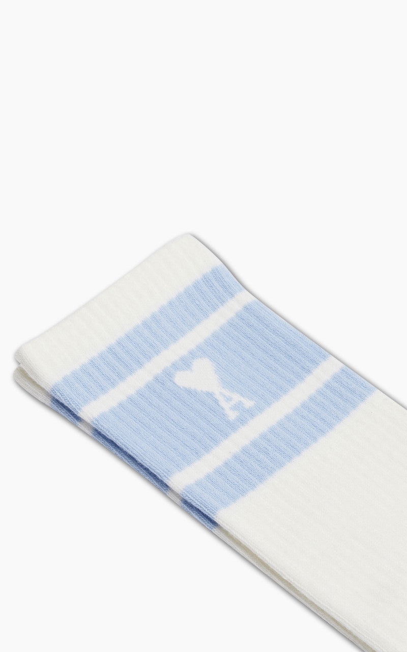AMI Paris Ami de Coeur Striped Socks Sky Blue
