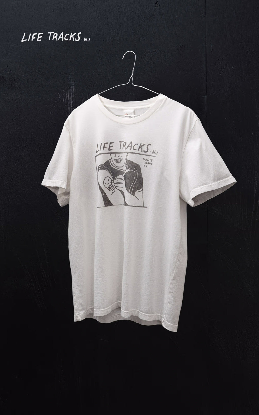 Nudie Jeans Roy Life Tracks T-Shirt Chalk White