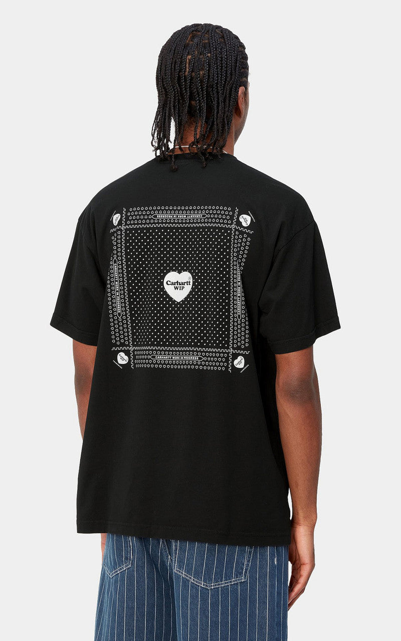 Carhartt WIP S/S Heart Bandana T-Shirt Black/White Stone Washed