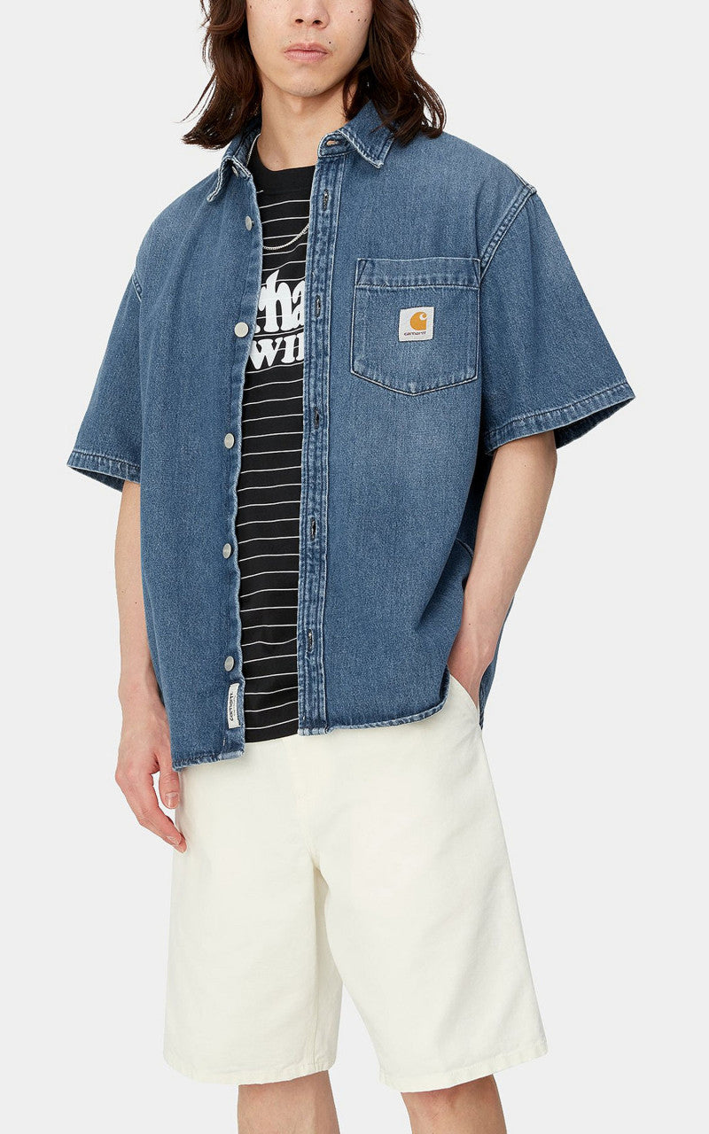 Carhartt WIP S/S Ody Shirt Olympia Denim Blue Dark Used Wash