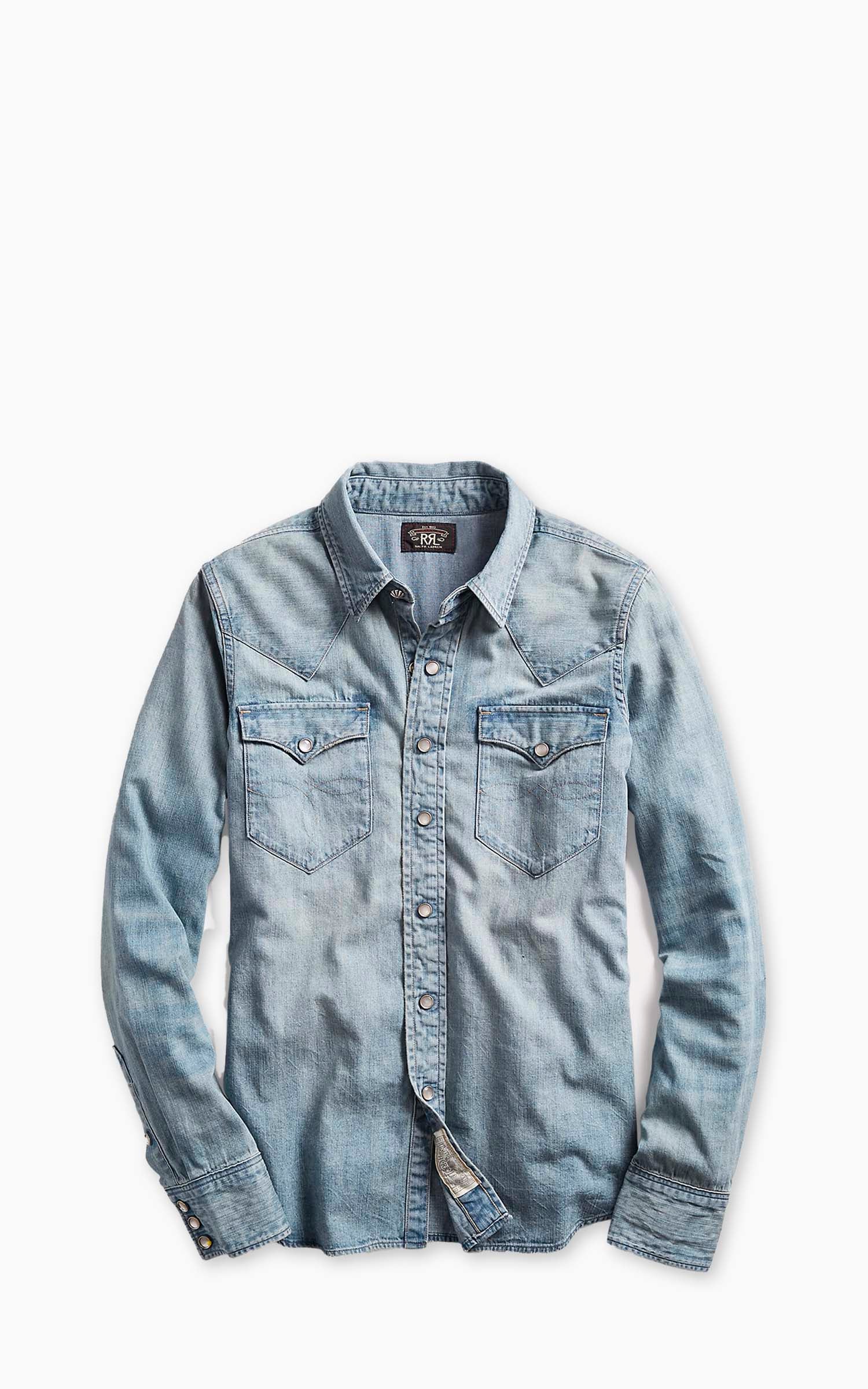 RRL Indigo Denim Western Shirt Medium Wash