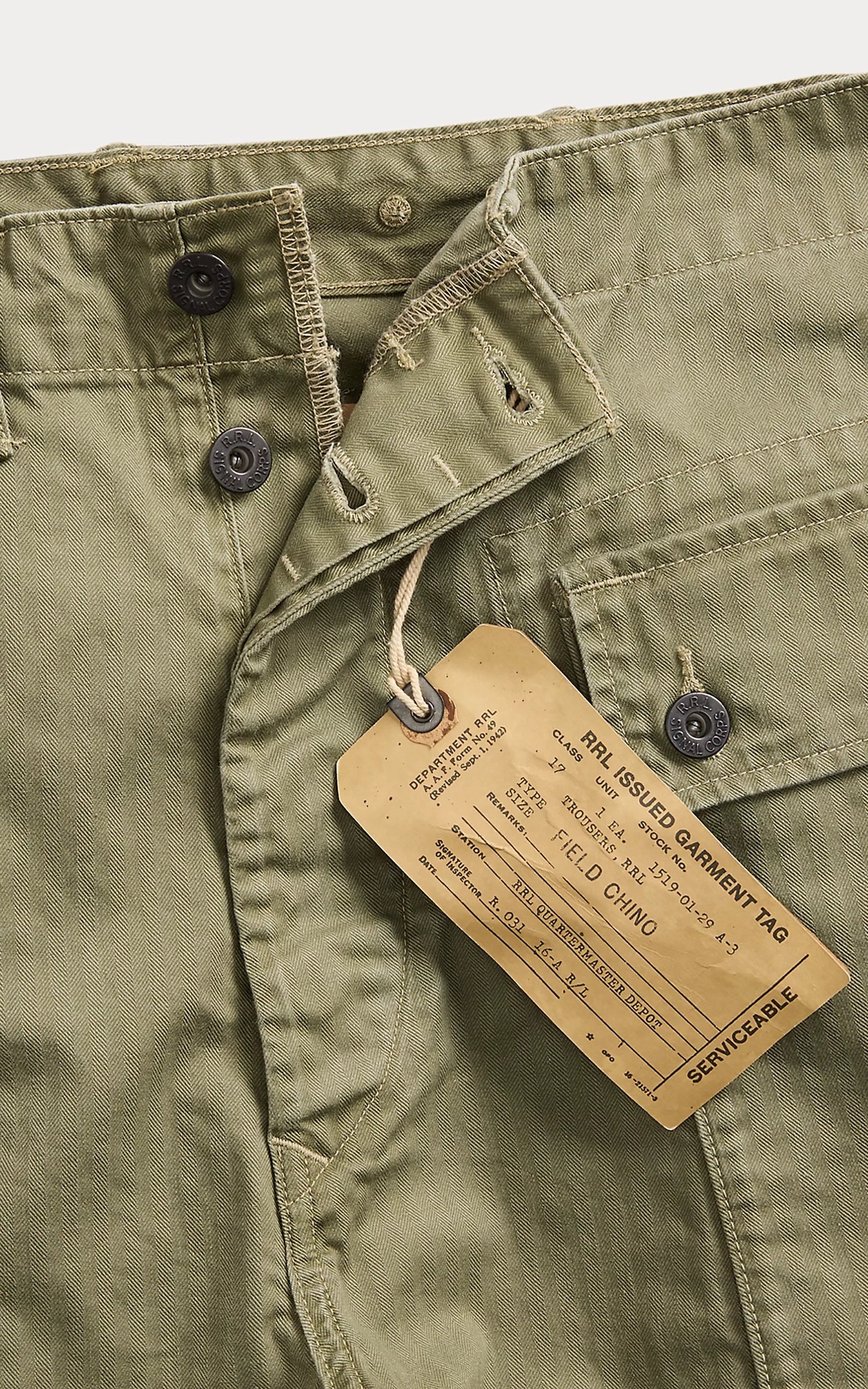 RRL Herringbone Field Cargo Trouser Olive