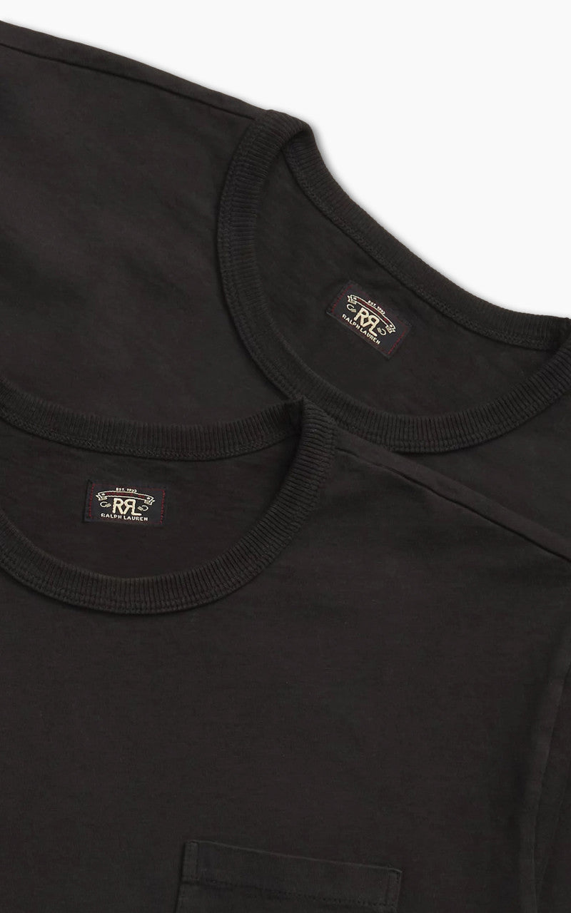 RRL 2-Pack Garment-Dyed Pocket Tees Black