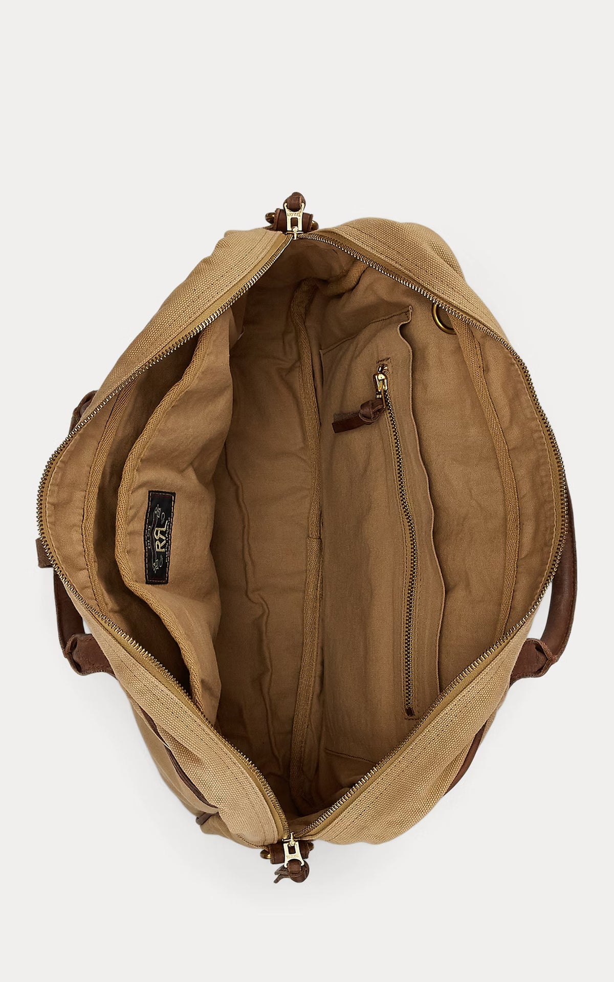 RRL Leather-Trim Canvas Briefcase Khaki/Brown