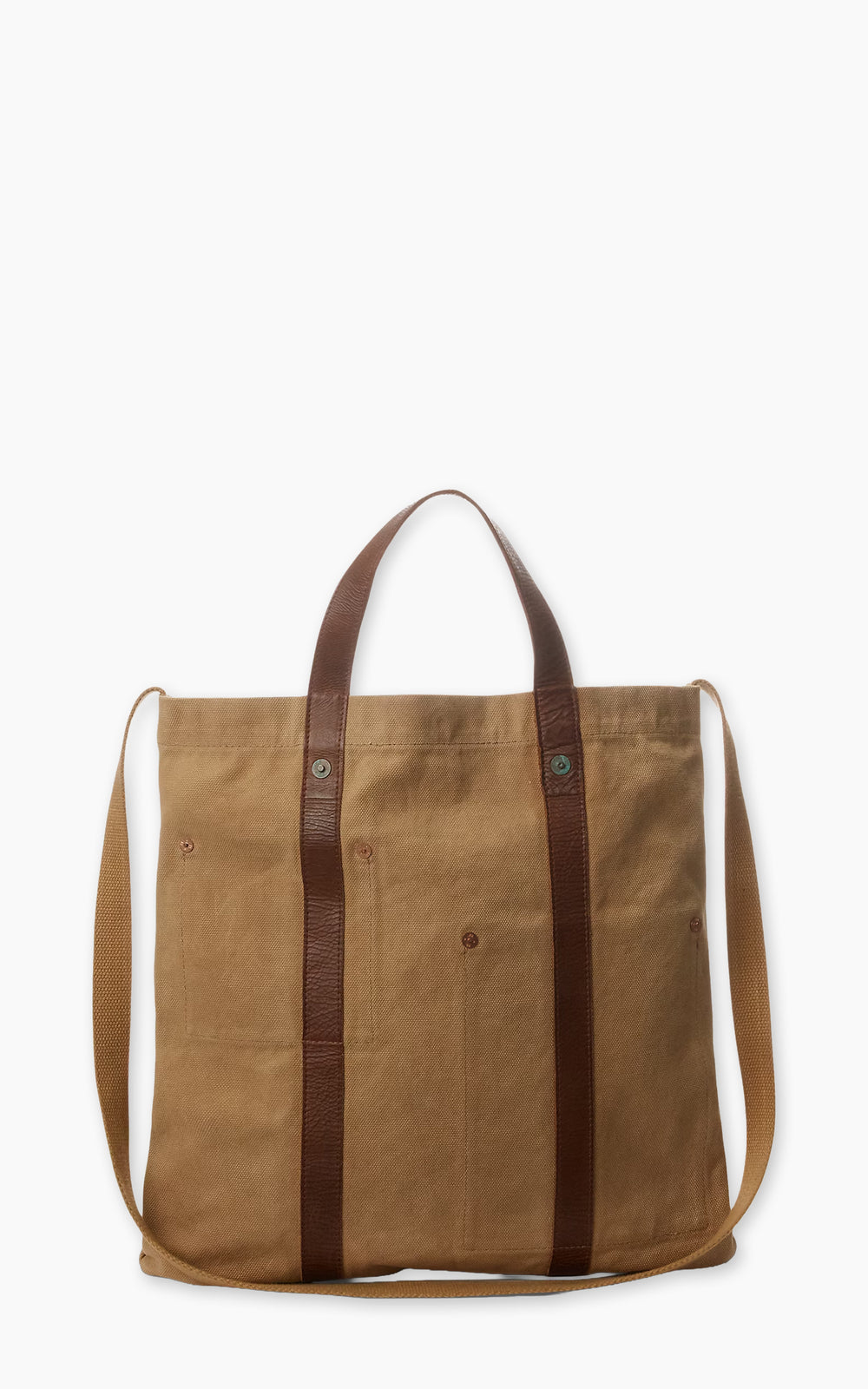 RRL Leather-Trim Canvas Tote Khaki/Brown