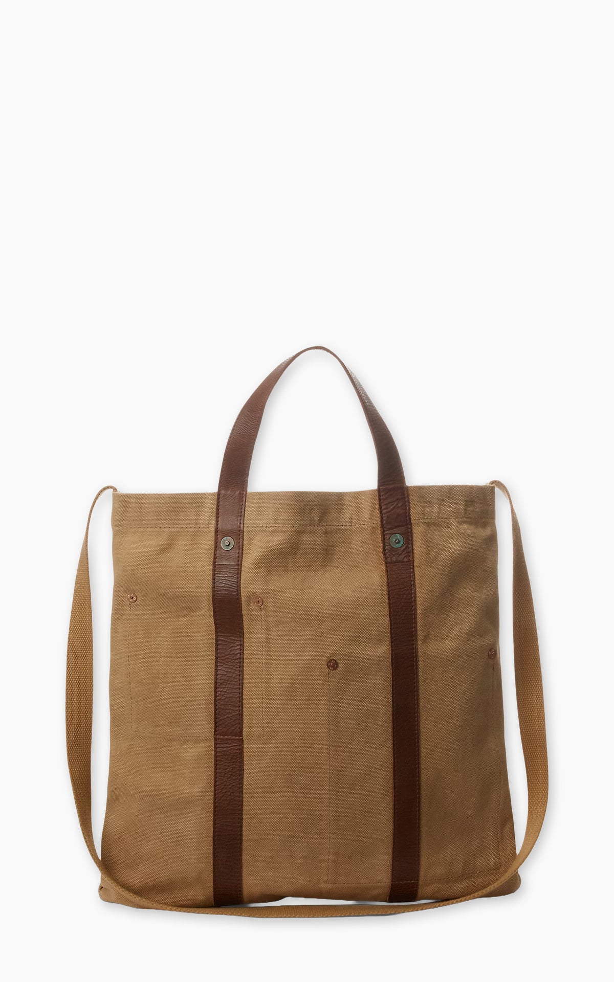RRL Leather-Trim Canvas Tote Khaki/Brown